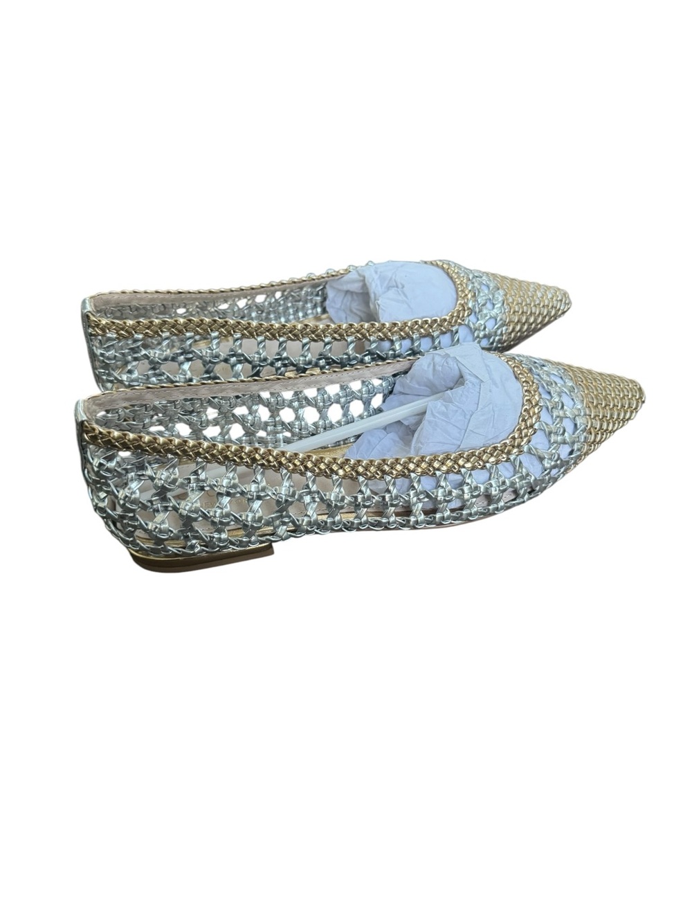 Cecelia New York Brie Woven Ballet Flats in gold and silver 7.5 NWT - Picture 5 of 9
